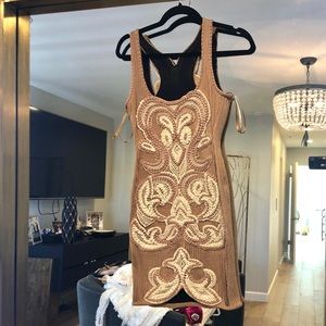 RARE Herve Leger Pink Embroidered Mini Dress